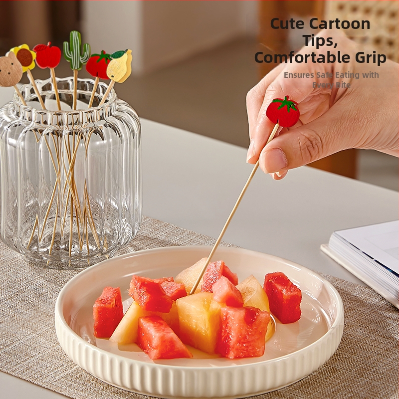 Дървени плодови вилки – прост стил, еднократни, полирани, за деца