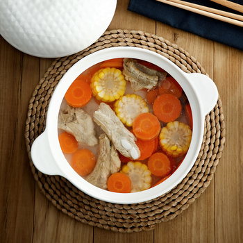 Vas de supă din porțelan cu capac, stil japonez, formă rotundă, mânere duble