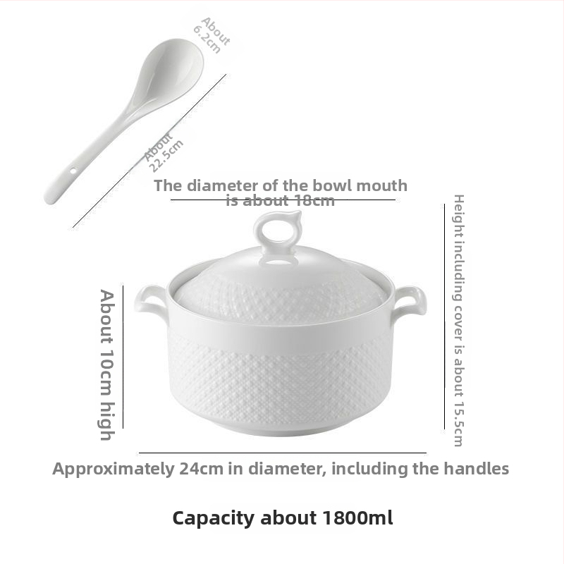 Porcelánová misa na polievku s viečkom, japonský štýl, kruhový tvar, dvojité uši