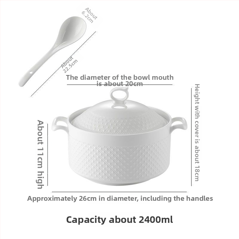 Porcelánová misa na polievku s viečkom, japonský štýl, kruhový tvar, dvojité uši