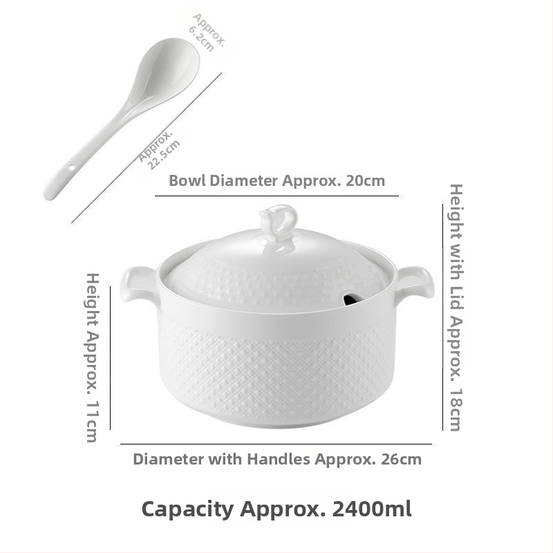 Porcelánová misa na polievku s viečkom, japonský štýl, kruhový tvar, dvojité uši