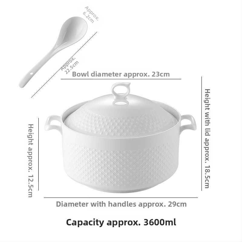 Porcelánová misa na polievku s viečkom, japonský štýl, kruhový tvar, dvojité uši