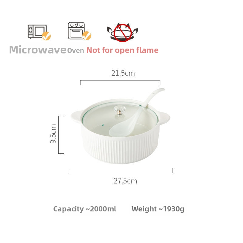 Porcelánová misa na polievku s viečkom, japonský štýl, kruhový tvar, dvojité uši