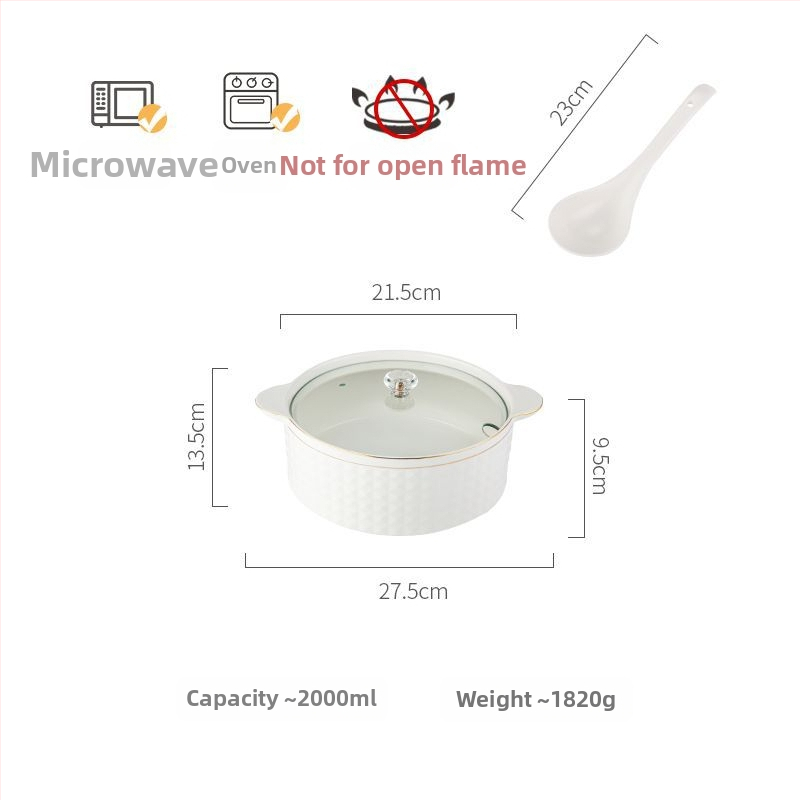 Porcelánová misa na polievku s viečkom, japonský štýl, kruhový tvar, dvojité uši