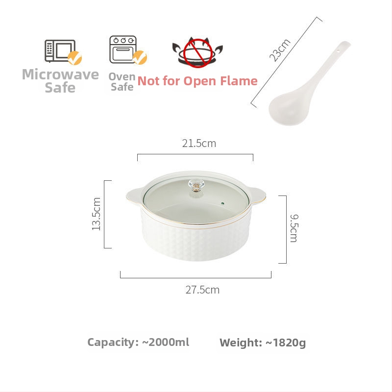 Porcelánová misa na polievku s viečkom, japonský štýl, kruhový tvar, dvojité uši