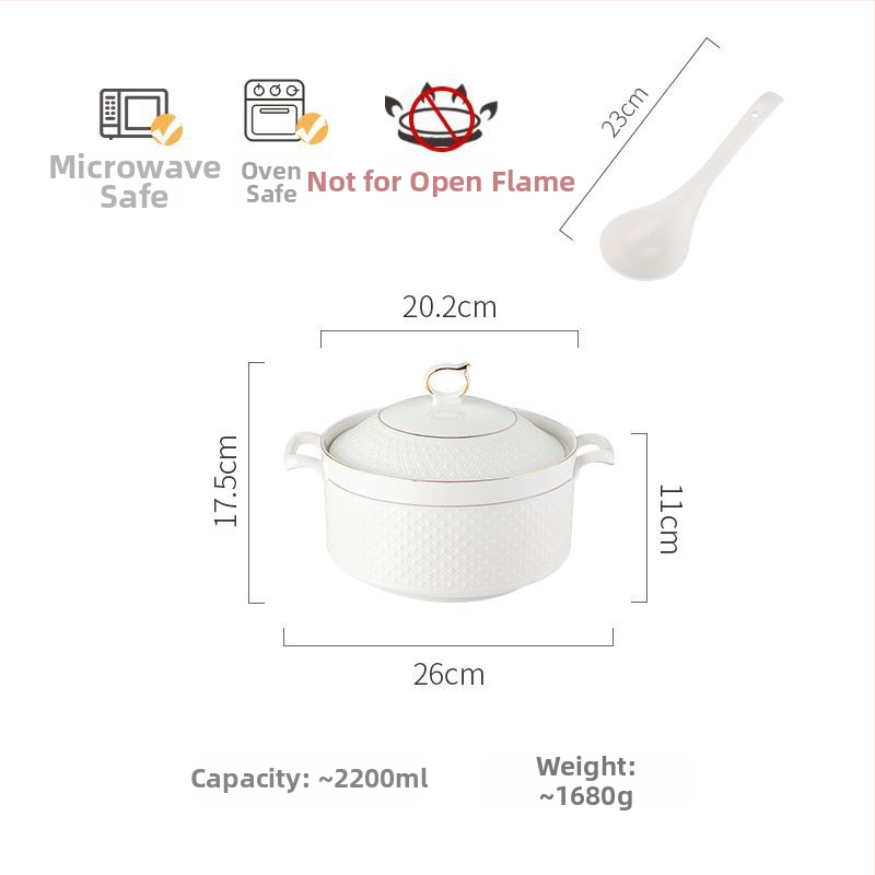 Porcelánová misa na polievku s viečkom, japonský štýl, kruhový tvar, dvojité uši