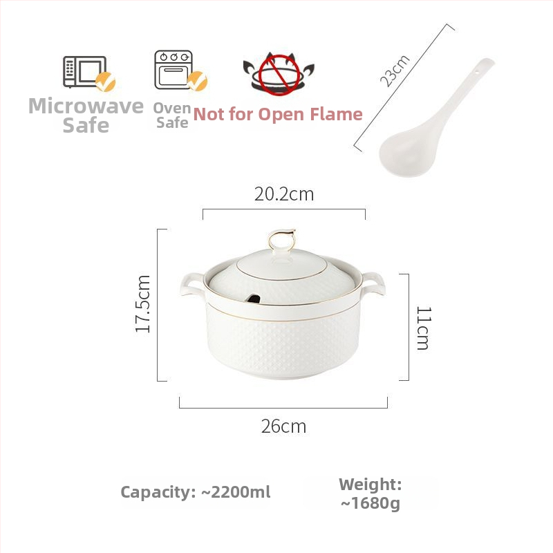 Porcelánová misa na polievku s viečkom, japonský štýl, kruhový tvar, dvojité uši