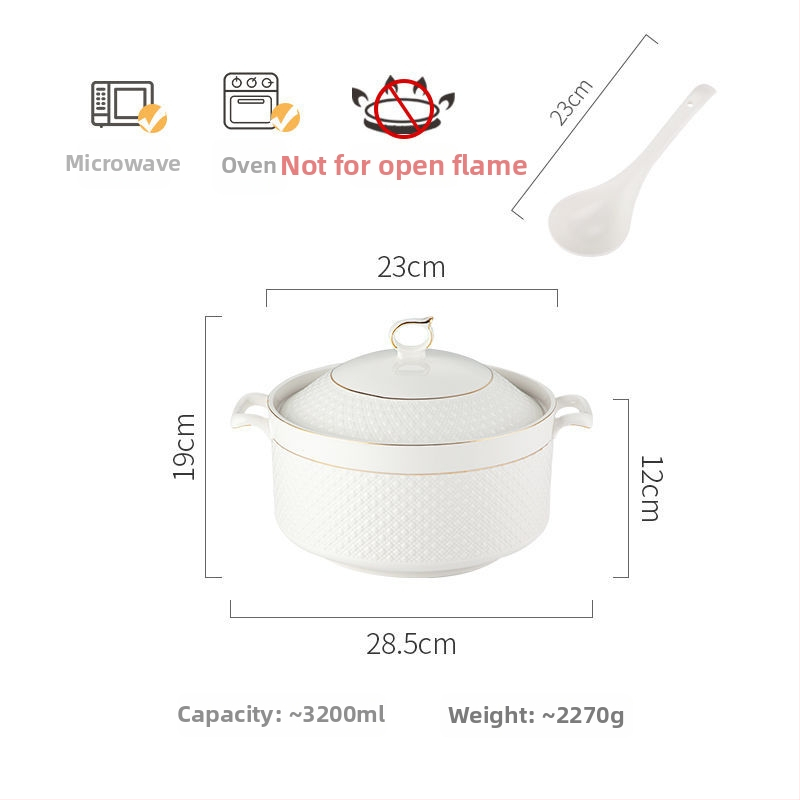 Porcelánová misa na polievku s viečkom, japonský štýl, kruhový tvar, dvojité uši