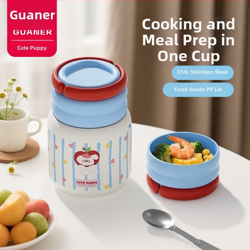 Θερμός φαγητού για μεσημέρι από ανοξείδωτο ατσάλι 316, ευρύ στόμιο, μόνωση 12-24 ωρών, με καπάκι, προσαρμόσιμο