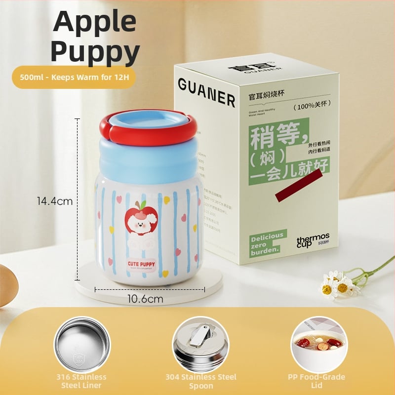 Θερμός φαγητού για μεσημέρι από ανοξείδωτο ατσάλι 316, ευρύ στόμιο, μόνωση 12-24 ωρών, με καπάκι, προσαρμόσιμο