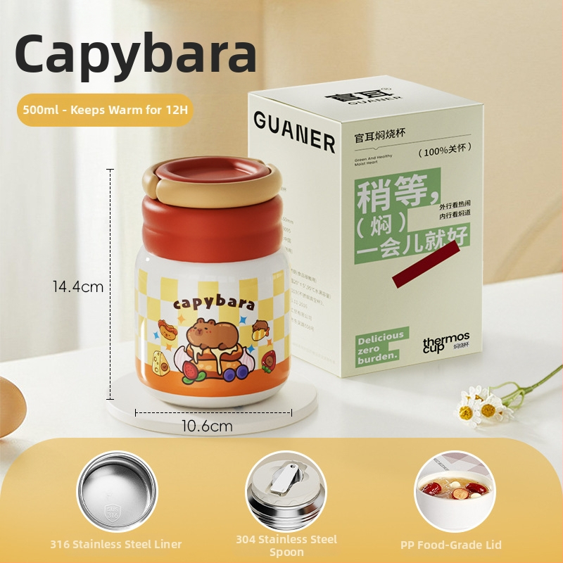 Θερμός φαγητού για μεσημέρι από ανοξείδωτο ατσάλι 316, ευρύ στόμιο, μόνωση 12-24 ωρών, με καπάκι, προσαρμόσιμο