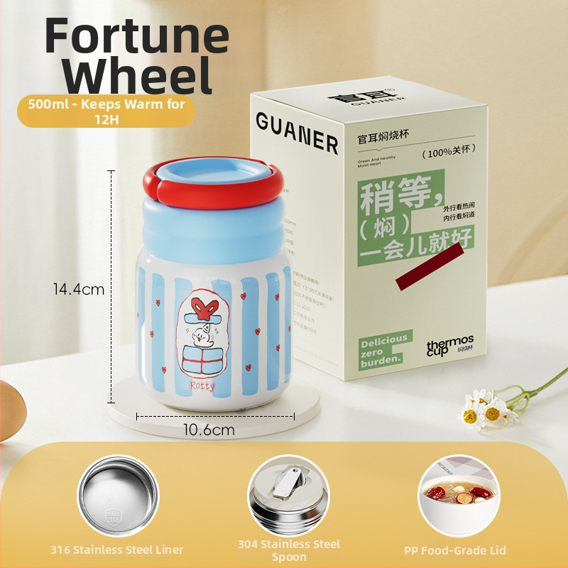 Θερμός φαγητού για μεσημέρι από ανοξείδωτο ατσάλι 316, ευρύ στόμιο, μόνωση 12-24 ωρών, με καπάκι, προσαρμόσιμο