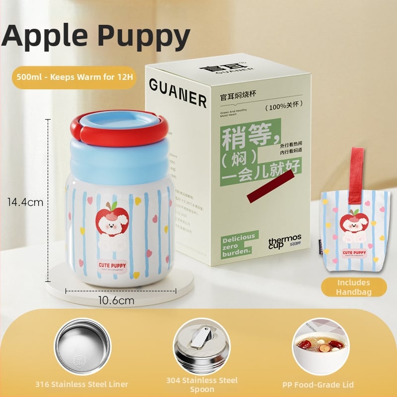 Θερμός φαγητού για μεσημέρι από ανοξείδωτο ατσάλι 316, ευρύ στόμιο, μόνωση 12-24 ωρών, με καπάκι, προσαρμόσιμο