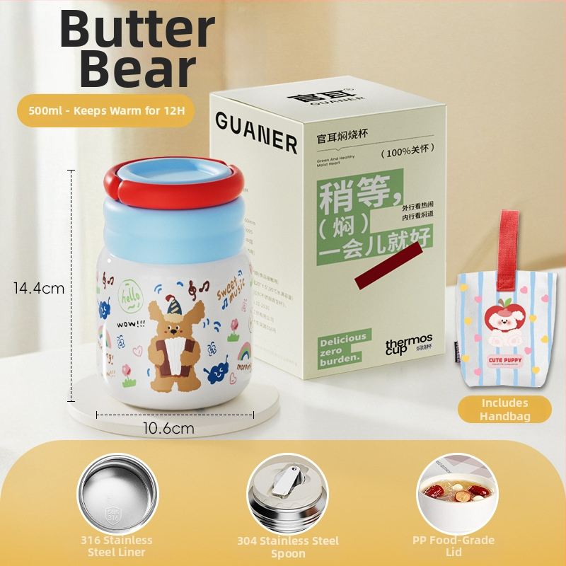 Θερμός φαγητού για μεσημέρι από ανοξείδωτο ατσάλι 316, ευρύ στόμιο, μόνωση 12-24 ωρών, με καπάκι, προσαρμόσιμο