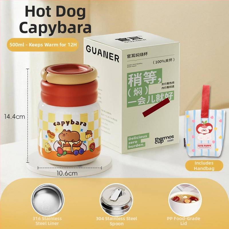 Θερμός φαγητού για μεσημέρι από ανοξείδωτο ατσάλι 316, ευρύ στόμιο, μόνωση 12-24 ωρών, με καπάκι, προσαρμόσιμο