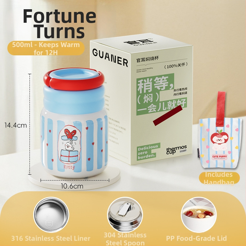 Θερμός φαγητού για μεσημέρι από ανοξείδωτο ατσάλι 316, ευρύ στόμιο, μόνωση 12-24 ωρών, με καπάκι, προσαρμόσιμο