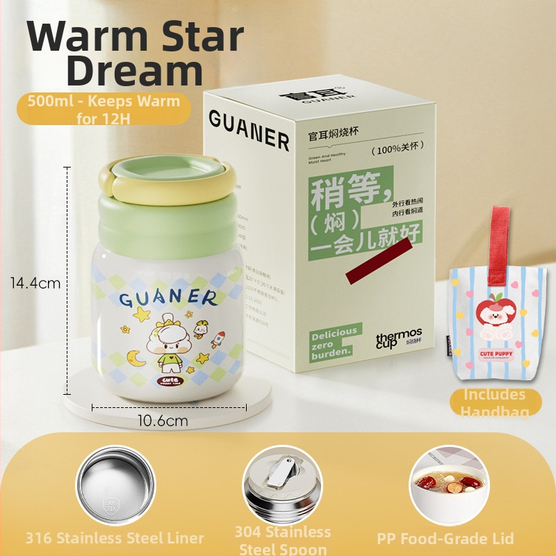 Θερμός φαγητού για μεσημέρι από ανοξείδωτο ατσάλι 316, ευρύ στόμιο, μόνωση 12-24 ωρών, με καπάκι, προσαρμόσιμο