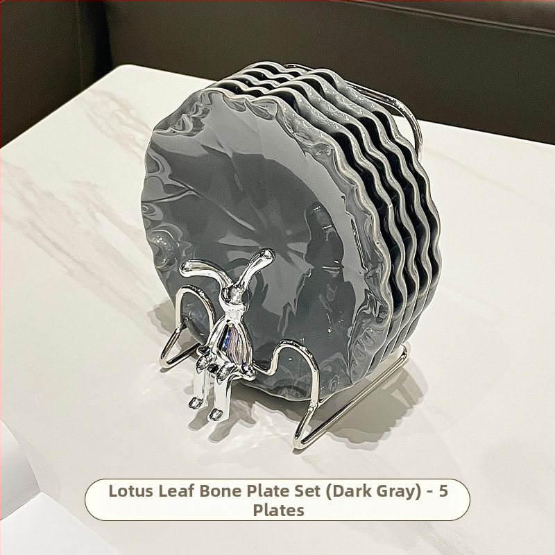 Porcelán falatkás tál, skandináv stílus, szabálytalan forma, egyszerű mintázat