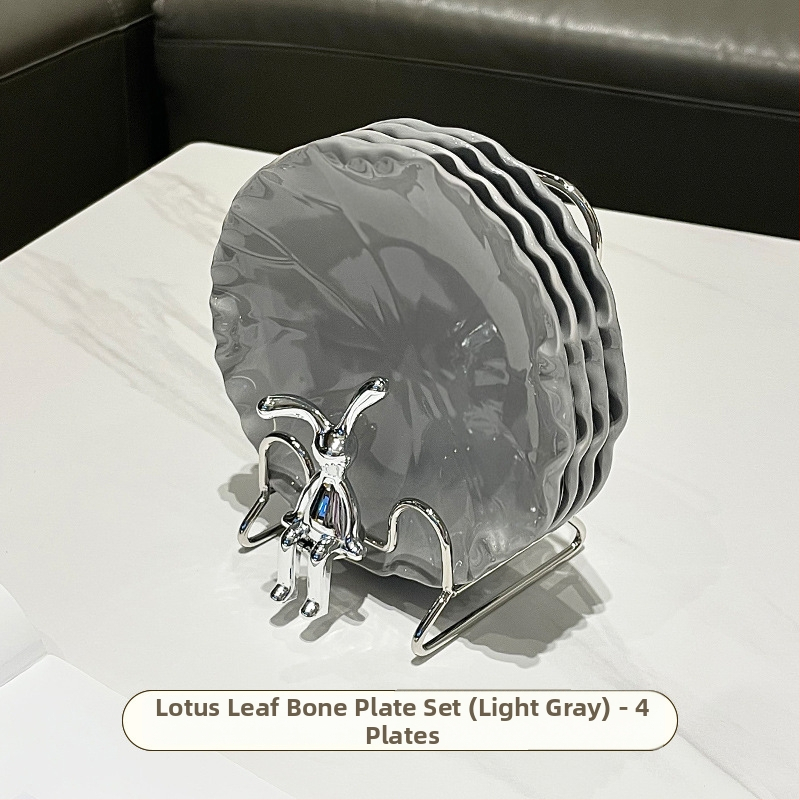 Porcelán falatkás tál, skandináv stílus, szabálytalan forma, egyszerű mintázat