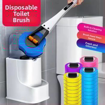 Еднократен комплект за четка за тоалетна със сменяема глава от гъба за почистване на банята