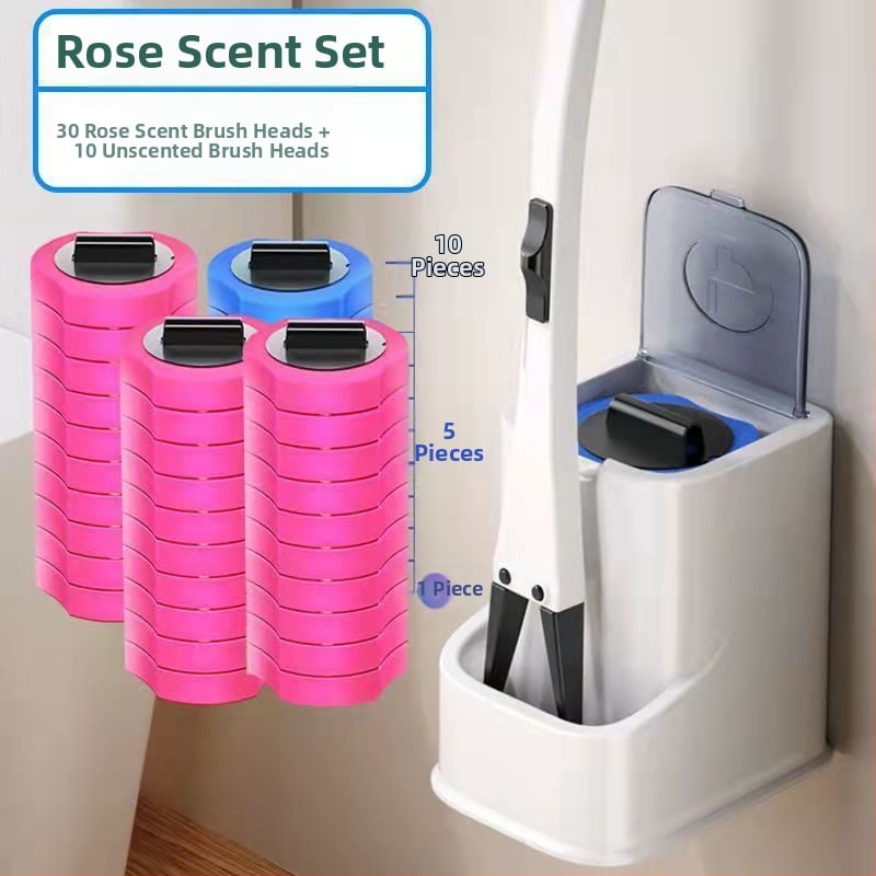 Еднократен комплект за четка за тоалетна със сменяема глава от гъба за почистване на банята