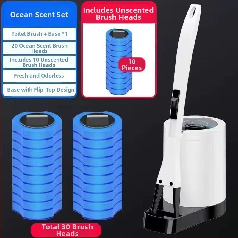 Еднократен комплект за четка за тоалетна със сменяема глава от гъба за почистване на банята