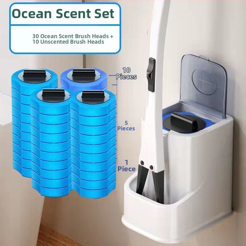 Еднократен комплект за четка за тоалетна със сменяема глава от гъба за почистване на банята