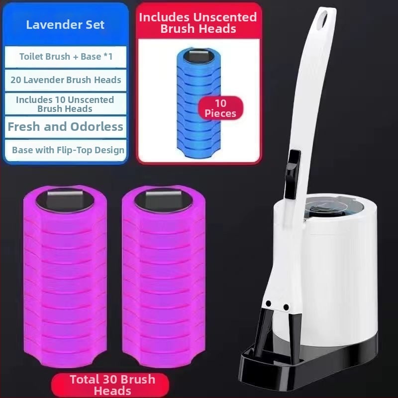 Еднократен комплект за четка за тоалетна със сменяема глава от гъба за почистване на банята