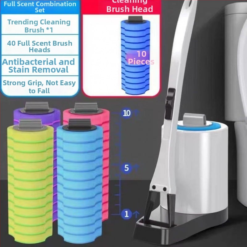 Еднократен комплект за четка за тоалетна със сменяема глава от гъба за почистване на банята