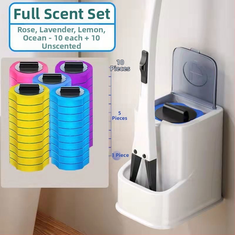 Еднократен комплект за четка за тоалетна със сменяема глава от гъба за почистване на банята