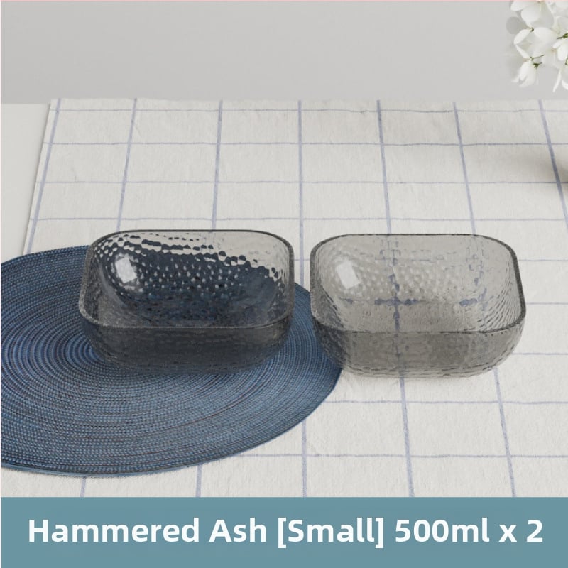 Γυάλινο μπολ σαλάτας και φρούτων με υφή χτυπήματος και μεταλλικό χείλος, θερμοανθεκτικό, διαφανές για οικιακή χρήση