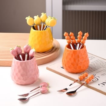 Guangshuhui 304 oțel inoxidabil furculiță de fructe pentru copii, stil simplu Instagram