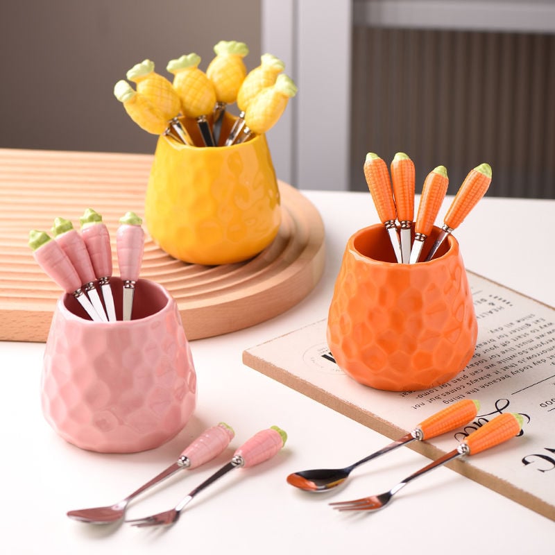 Guangshuhui 304 oțel inoxidabil furculiță de fructe pentru copii, stil simplu Instagram