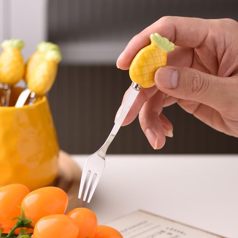 Guangshuhui 304 oțel inoxidabil furculiță de fructe pentru copii, stil simplu Instagram