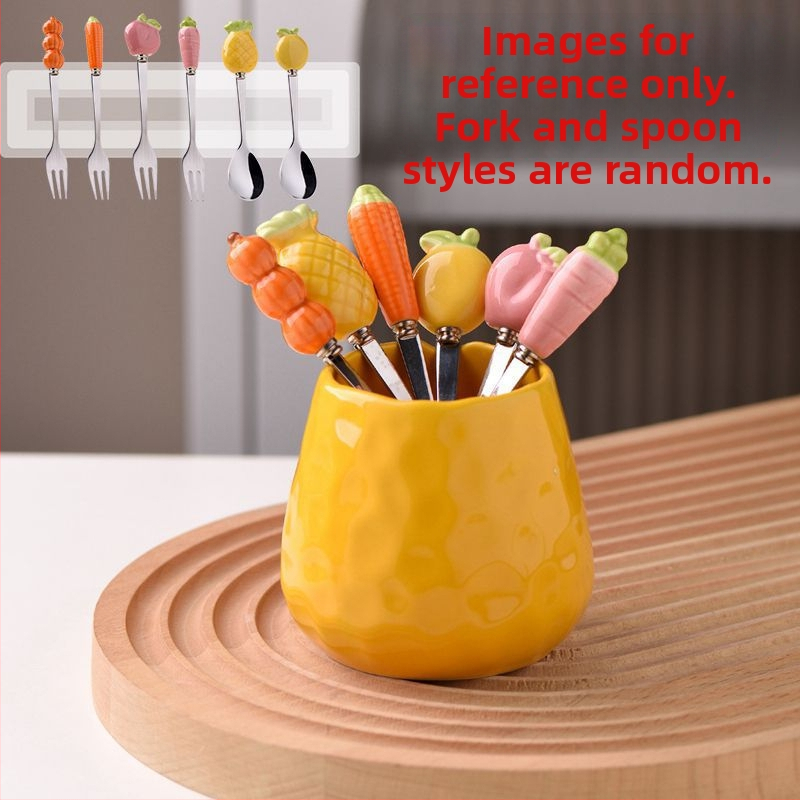 Guangshuhui 304 nerezová oceľová vidlička na ovocie pre deti, jednoduchý štýl Instagram