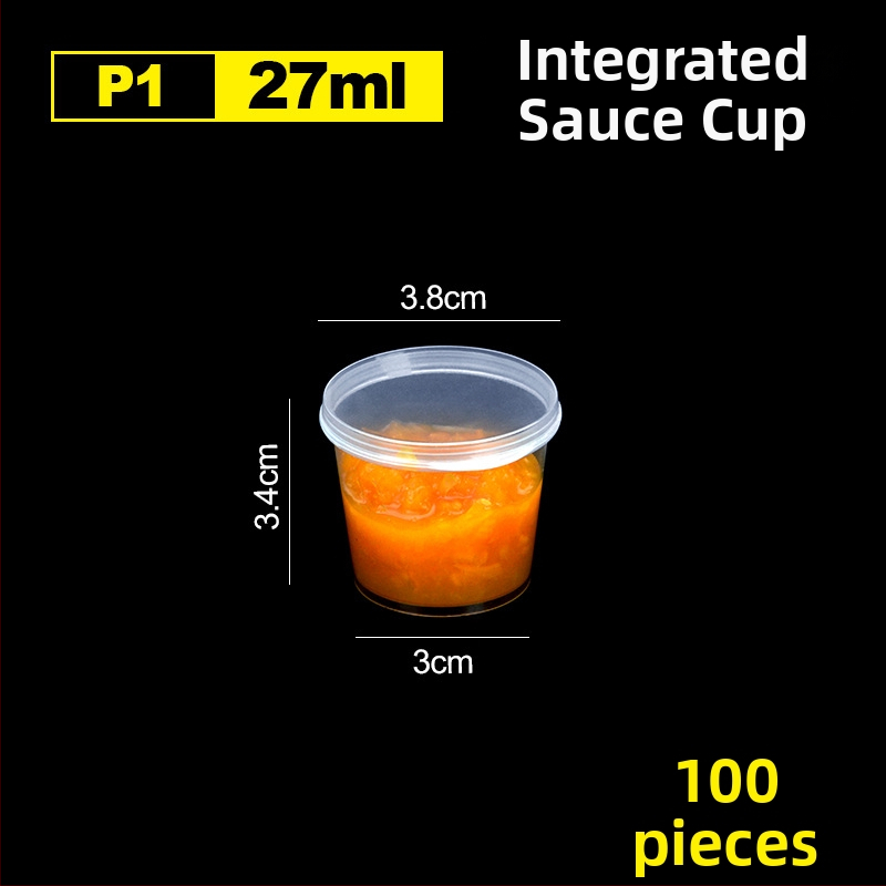 Jednokratna plastična šalica za umake, pogodna za sojin sos, ocat i dipove, kapacitet 27–200 ml