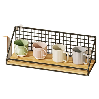 Fali pohártartó vasból és fából, modern minimalist stílus, luxus retro dizájn