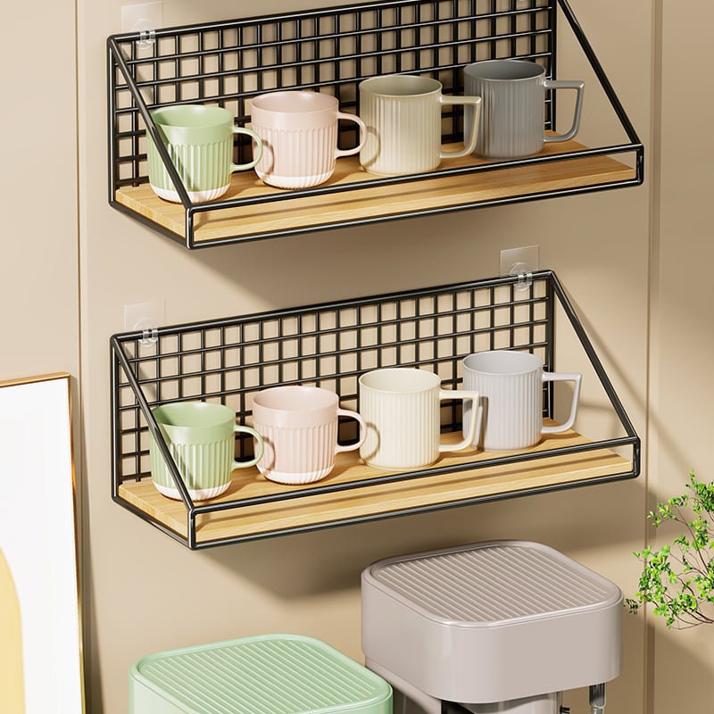 Fali pohártartó vasból és fából, modern minimalist stílus, luxus retro dizájn