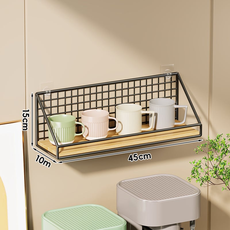 Fali pohártartó vasból és fából, modern minimalist stílus, luxus retro dizájn