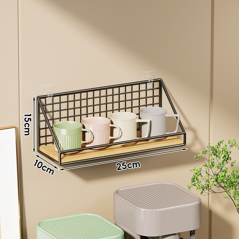 Fali pohártartó vasból és fából, modern minimalist stílus, luxus retro dizájn