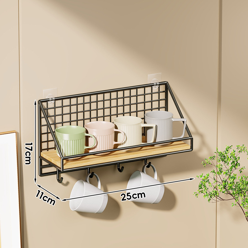 Fali pohártartó vasból és fából, modern minimalist stílus, luxus retro dizájn