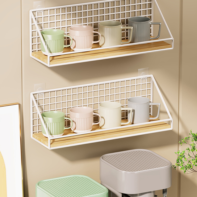 Fali pohártartó vasból és fából, modern minimalist stílus, luxus retro dizájn