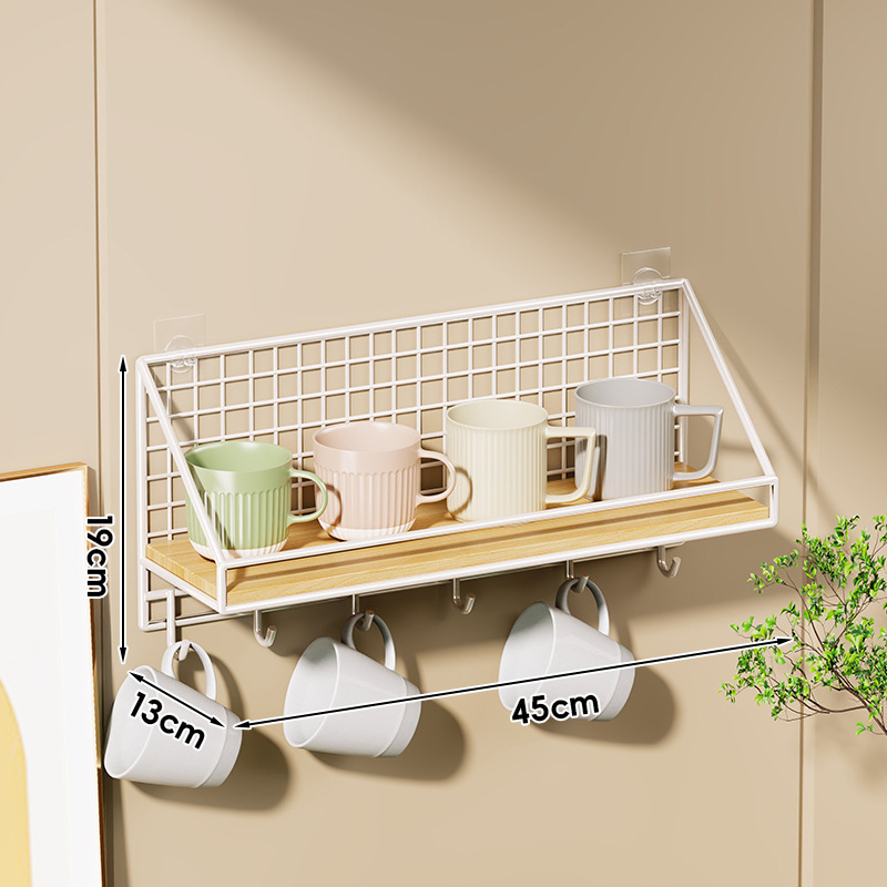 Fali pohártartó vasból és fából, modern minimalist stílus, luxus retro dizájn