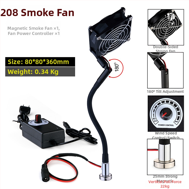 Професионална сваръчна станция със стойка за паялник, лупа, LED светлина, вентилатор за отвеждане на дима и магнитен ремонтен комплект