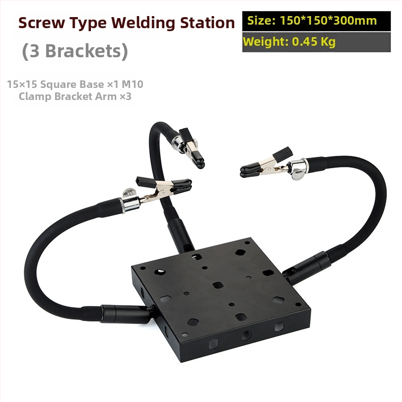 Професионална сваръчна станция със стойка за паялник, лупа, LED светлина, вентилатор за отвеждане на дима и магнитен ремонтен комплект