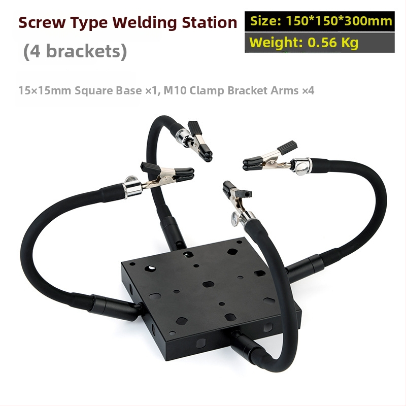 Професионална сваръчна станция със стойка за паялник, лупа, LED светлина, вентилатор за отвеждане на дима и магнитен ремонтен комплект