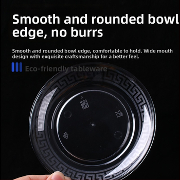 Jednorázový jedálenský set zo štyroch dielov: misky, paličky, taniere a poháre; hrubšie a biologicky odbúrateľné, na svadby a hot pot reštaurácie