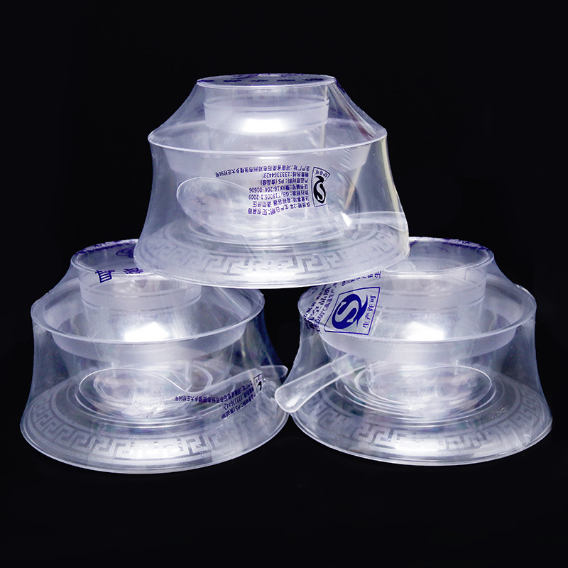 Set de veselă de unică folosință, patru piese: boluri, bețișoare, farfurii și căni; îngroșate și degradabile, pentru nunți și restaurante hot pot