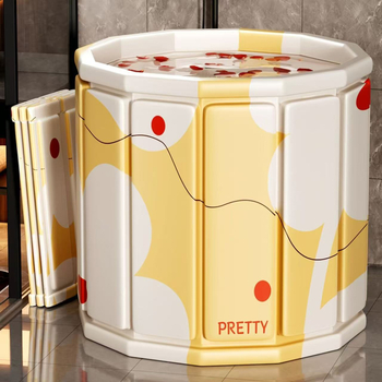 Сгъваема кофа за вана за възрастни — водоустойчива тъкан + PVC конструкция; пълно потапяне с балончета