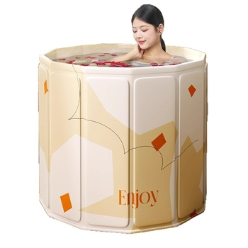 Сгъваема кофа за вана за възрастни — водоустойчива тъкан + PVC конструкция; пълно потапяне с балончета